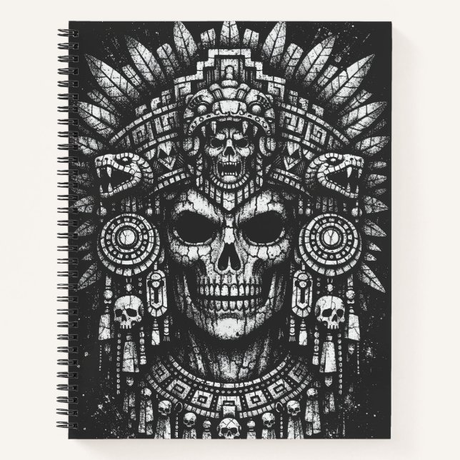 Aztec Skull Headdress by BurnsInHell Notebook (Front)