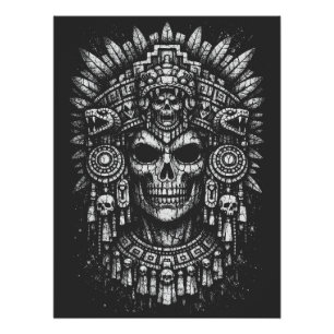 Aztec Skull Headdress by BurnsInHell Poster