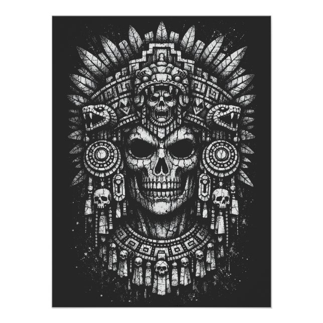 Aztec Skull Headdress by BurnsInHell Poster (Front)