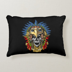 Aztec Skull Warrior Accent Pillow