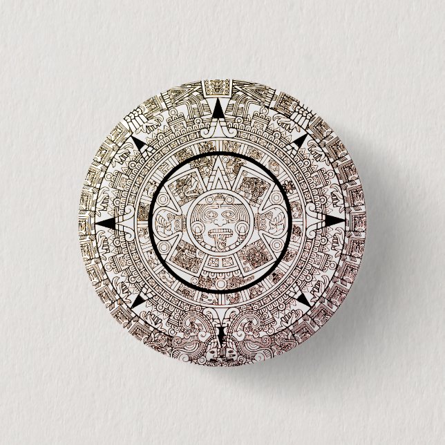 Aztec Solar Disc Calendar 1 Inch Round Button (Front)