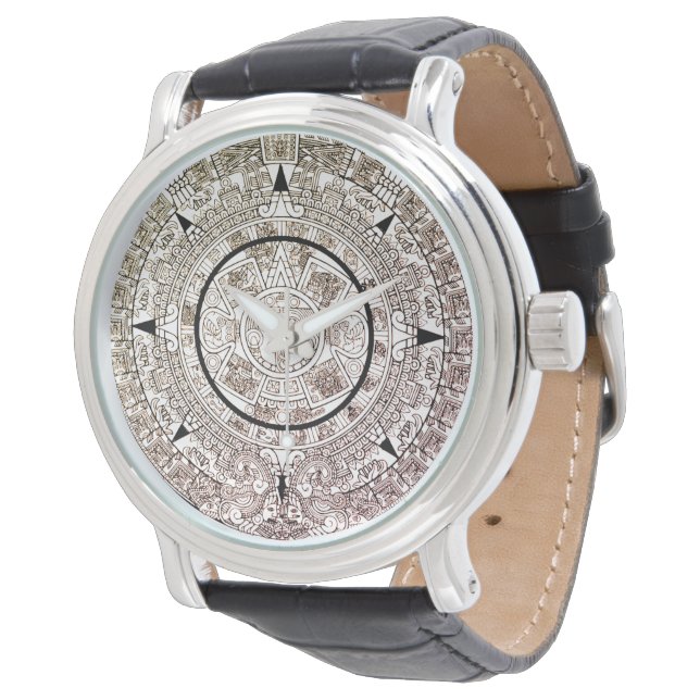Aztec Solar Disk Calendar Watch (Angled)