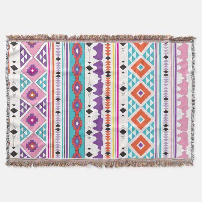 "Aztec South West Pattern" Throw Blanket (Front)