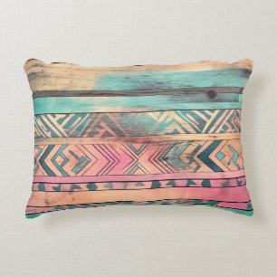 Aztec Southwestern Blue And Pink Tribal Accent Pillow