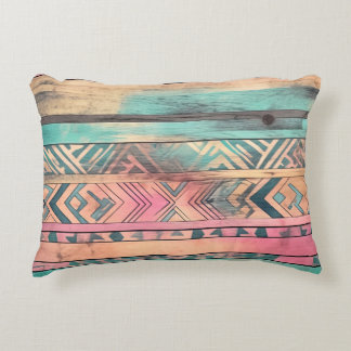 Aztec Southwestern Blue And Pink Tribal Accent Pillow