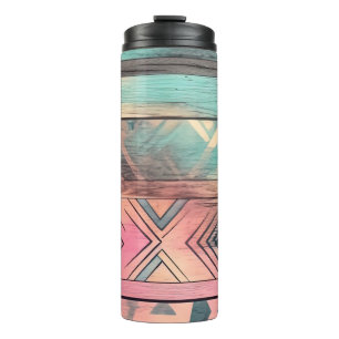 Aztec Southwestern Blue And Pink Tribal Thermal Tumbler