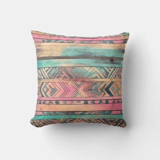 Aztec Southwestern Blue And Pink Tribal Throw Pillow
