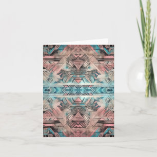Aztec Southwestern Pastel Pink And Blue Card