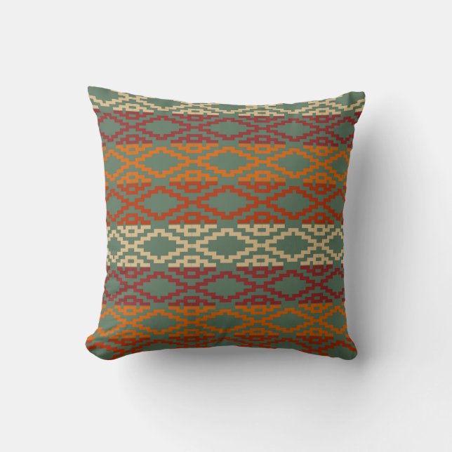 Aztec Southwestern Tribal Diamonds Throw Pillow (Front)