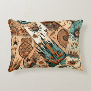 Aztec Southwestern Tribal Feathers Accent Pillow