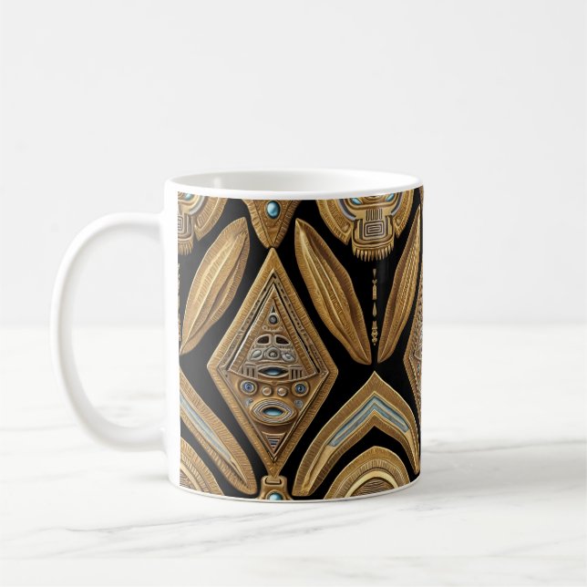 Aztec Stellar Symmetry: Cosmic Pattern Coffee Mug (Left)