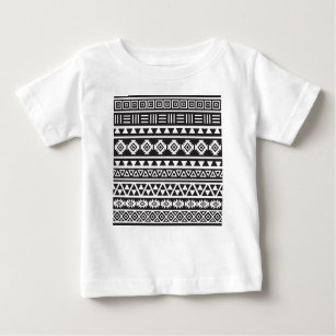 Aztec Style (large) Pattern - Monochrome Baby T-Shirt