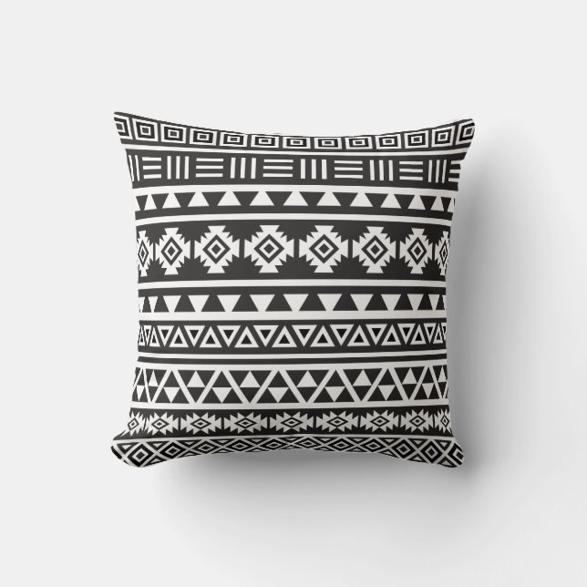 Aztec Style (large) Pattern - Monochrome Throw Pillow (Front)
