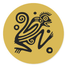 Aztec Style Mexican Monkey Black on Gold 