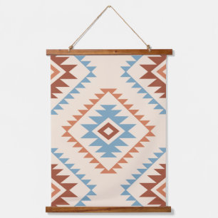 Aztec Style Motif Lg Pattern Blue Crm Terracottas Hanging Tapestry