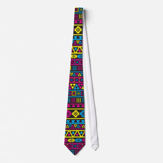 Aztec Style Repeat Pattern - CMY & Black Tie (Front)