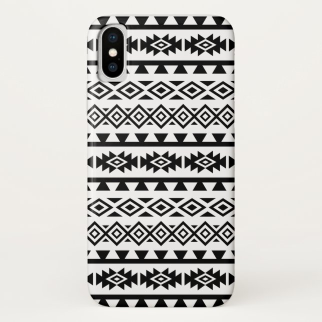 Aztec Stylized Big Pattern II Black on White Case-Mate iPhone Case (Back)