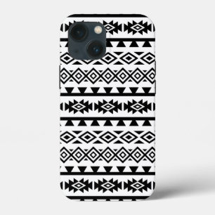 Aztec Stylized Big Pattern II Black on White iPhone 13 Mini Case