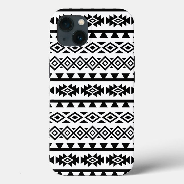 Aztec Stylized Big Pattern II Black on White Case-Mate iPhone Case (Back)