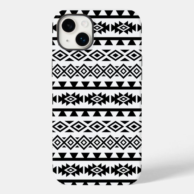 Aztec Stylized Big Pattern II Black on White Case-Mate iPhone Case (Back)