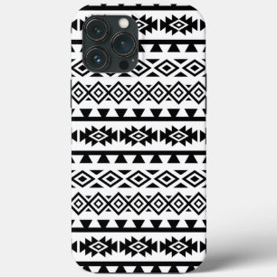 Aztec Stylized Big Pattern II Black on White iPhone 13 Pro Max Case