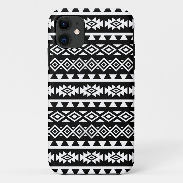 Aztec Stylized Big Pattern II White on Black Case-Mate iPhone Case (Back)