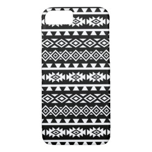 Aztec Stylized Big Pattern II White on Black Case-Mate iPhone Case