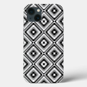 Aztec Stylized BW+Grey Symbol Pattern iPhone 13 Case