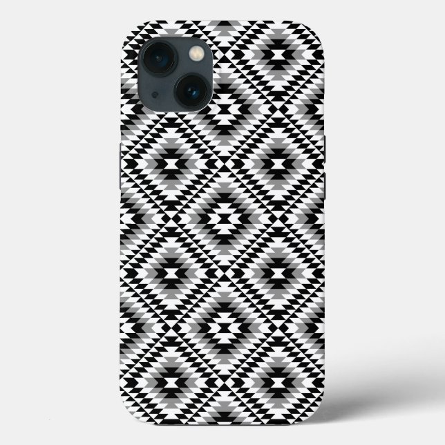 Aztec Stylized BW+Grey Symbol Pattern Case-Mate iPhone Case (Back)