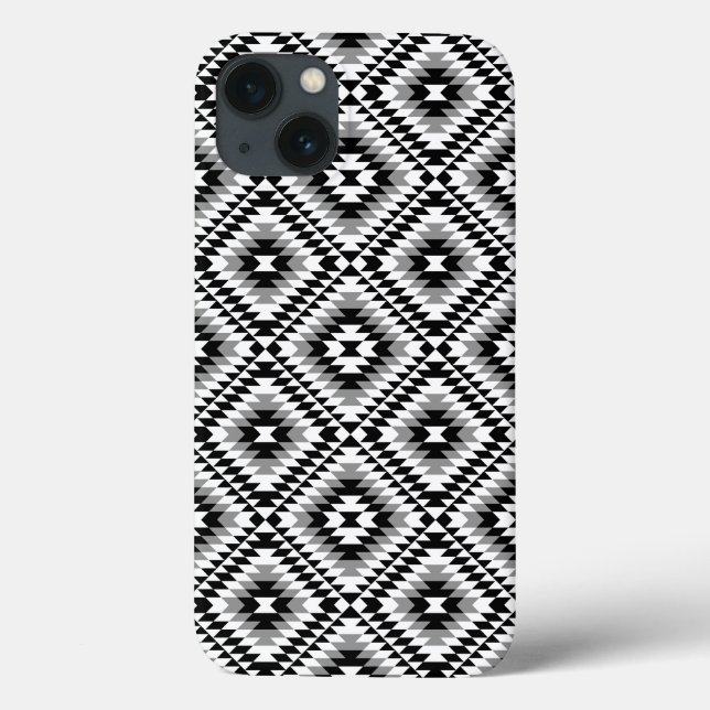 Aztec Stylized BW+Grey Symbol Pattern Case-Mate iPhone Case (Back)