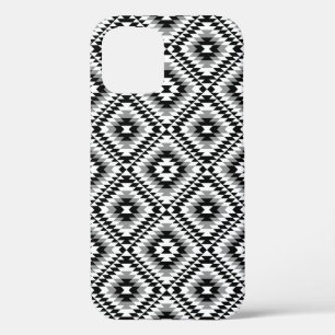 Aztec Stylized BW+Grey Symbol Pattern iPhone 12 Case