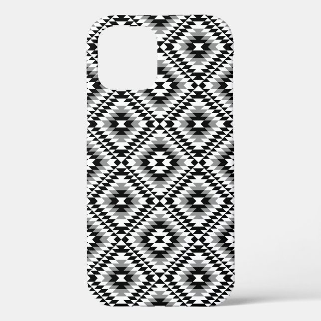 Aztec Stylized BW+Grey Symbol Pattern Case-Mate iPhone Case (Back)