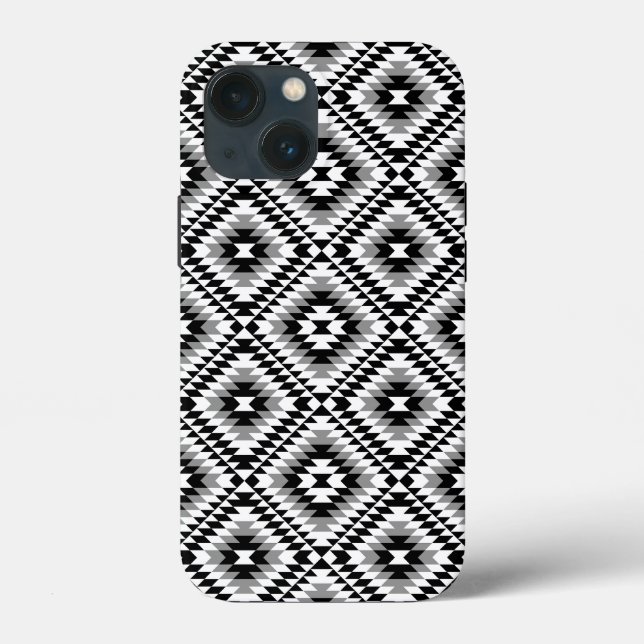 Aztec Stylized BW+Grey Symbol Pattern Case-Mate iPhone Case (Back)