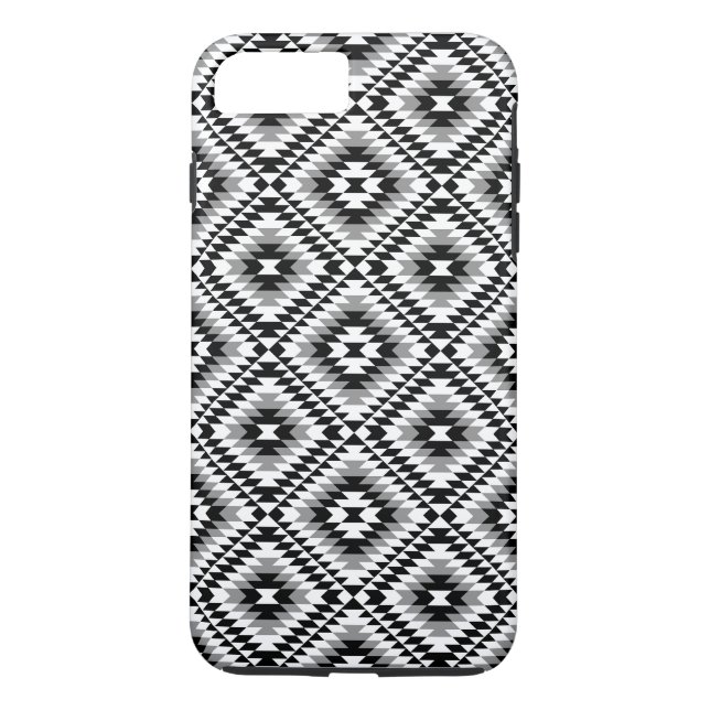 Aztec Stylized BW+Grey Symbol Pattern Case-Mate iPhone Case (Back)