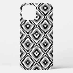 Aztec Stylized BW+Grey Symbol Pattern iPhone 12 Pro Case