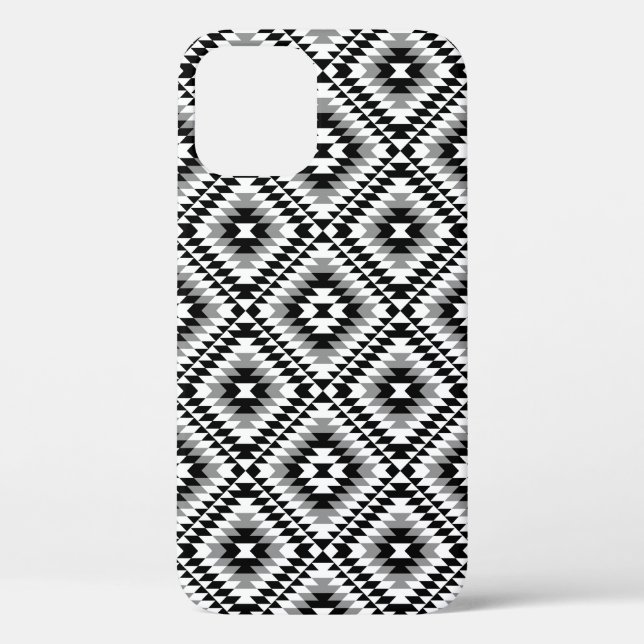 Aztec Stylized BW+Grey Symbol Pattern Case-Mate iPhone Case (Back)