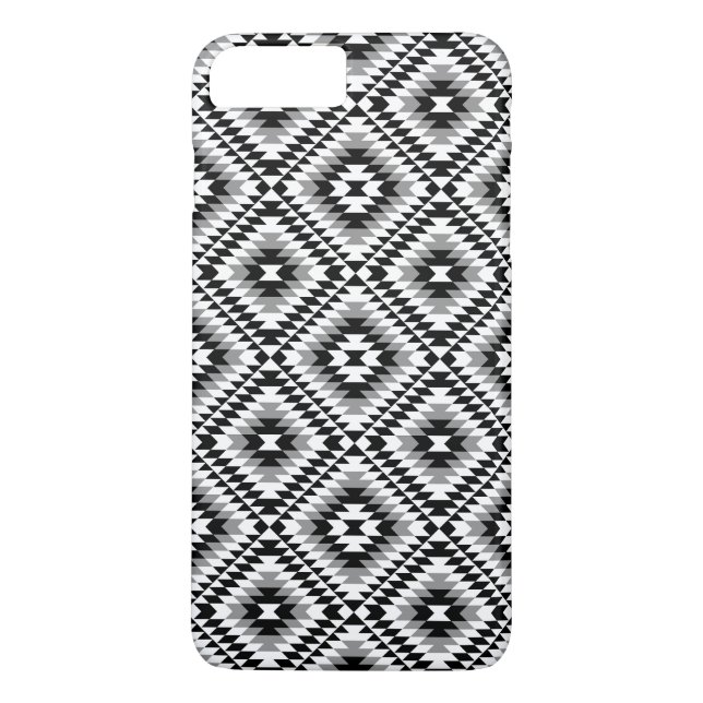Aztec Stylized BW+Grey Symbol Pattern Case-Mate iPhone Case (Back)