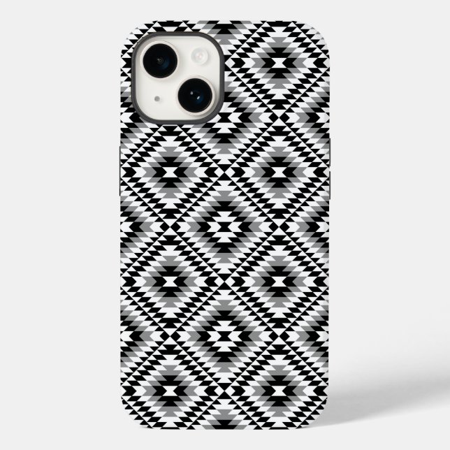 Aztec Stylized BW+Grey Symbol Pattern Case-Mate iPhone Case (Back)