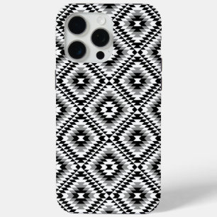 Aztec Stylized BW+Grey Symbol Pattern iPhone 15 Pro Max Case