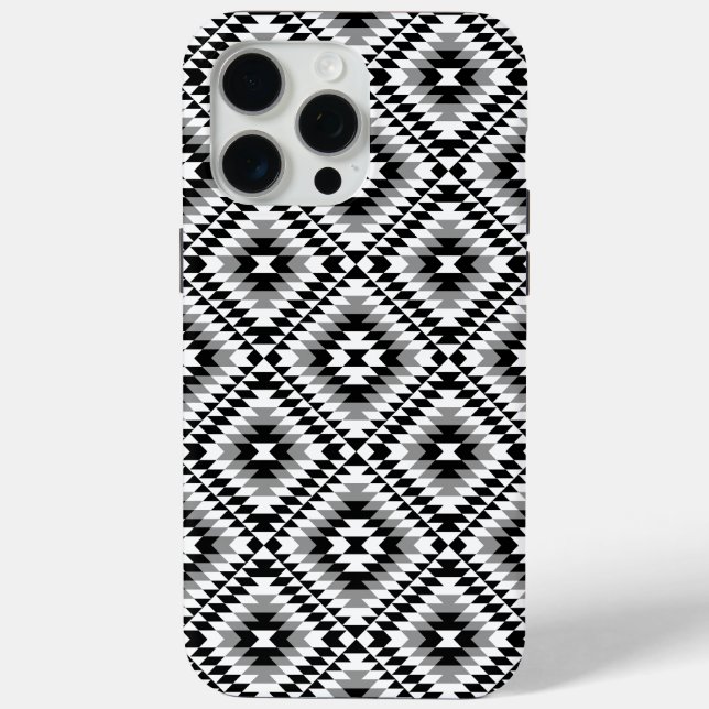 Aztec Stylized BW+Grey Symbol Pattern Case-Mate iPhone Case (Back)