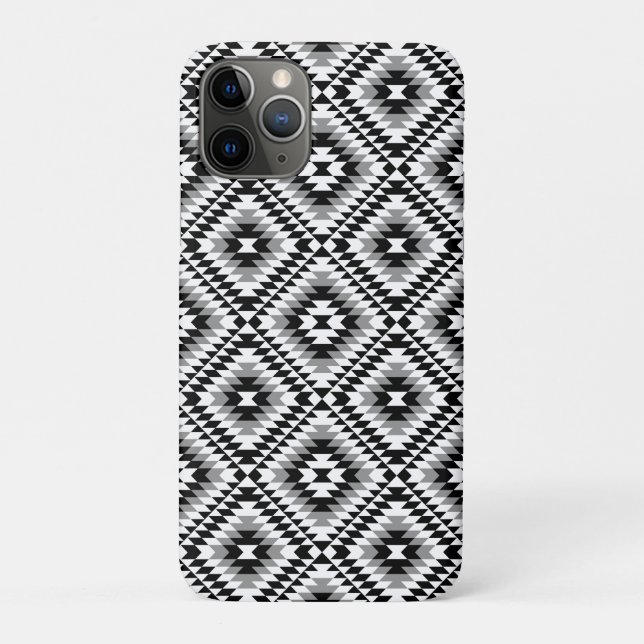Aztec Stylized BW+Grey Symbol Pattern Case-Mate iPhone Case (Back)