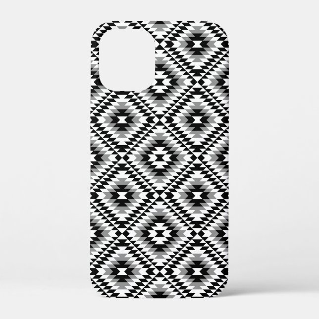 Aztec Stylized BW+Grey Symbol Pattern Case-Mate iPhone Case (Back)
