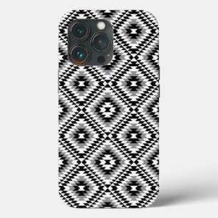 Aztec Stylized BW+Grey Symbol Pattern iPhone 13 Pro Case