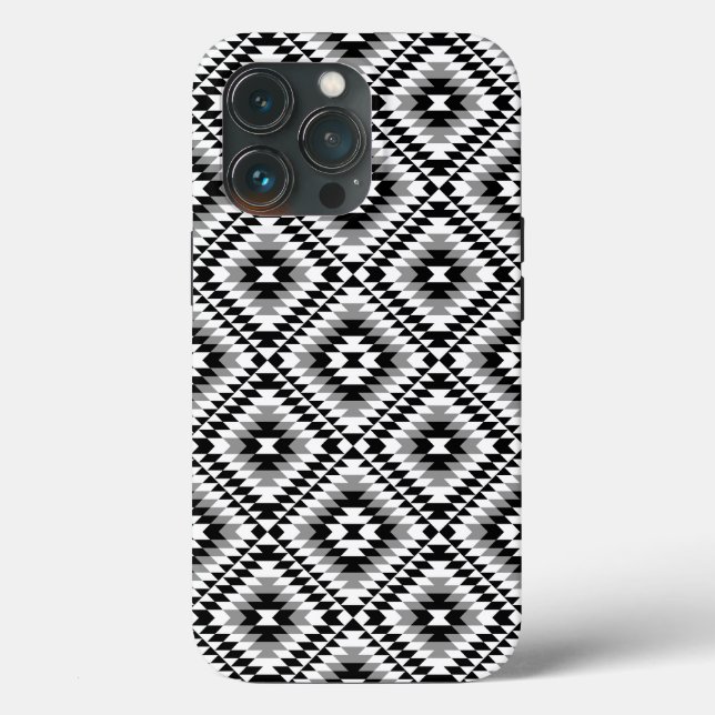Aztec Stylized BW+Grey Symbol Pattern Case-Mate iPhone Case (Back)