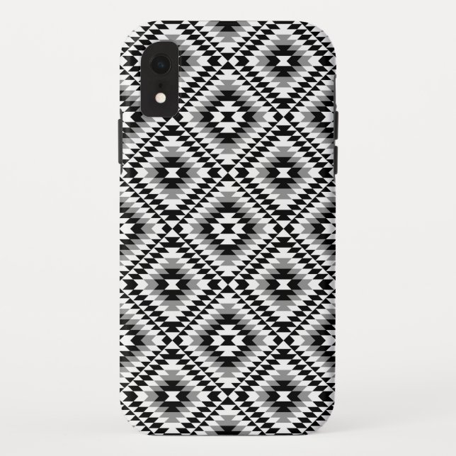 Aztec Stylized BW+Grey Symbol Pattern Case-Mate iPhone Case (Back)