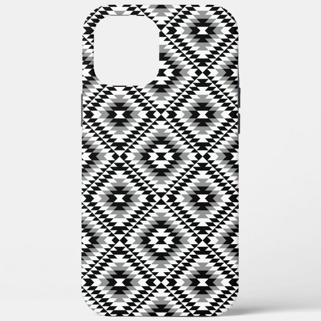 Aztec Stylized BW+Grey Symbol Pattern Case-Mate iPhone Case (Back)