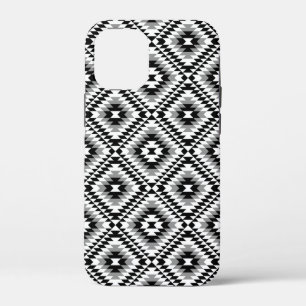 Aztec Stylized BW+Grey Symbol Pattern iPhone 12 Mini Case