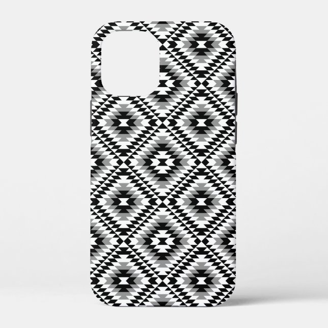 Aztec Stylized BW+Grey Symbol Pattern Case-Mate iPhone Case (Back)