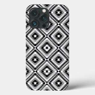 Aztec Stylized BW+Grey Symbol Pattern iPhone 13 Pro Case