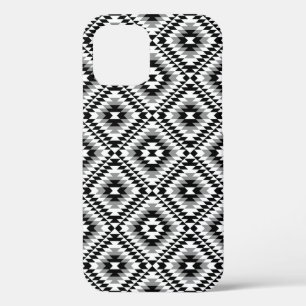 Aztec Stylized BW+Grey Symbol Pattern iPhone 12 Pro Case